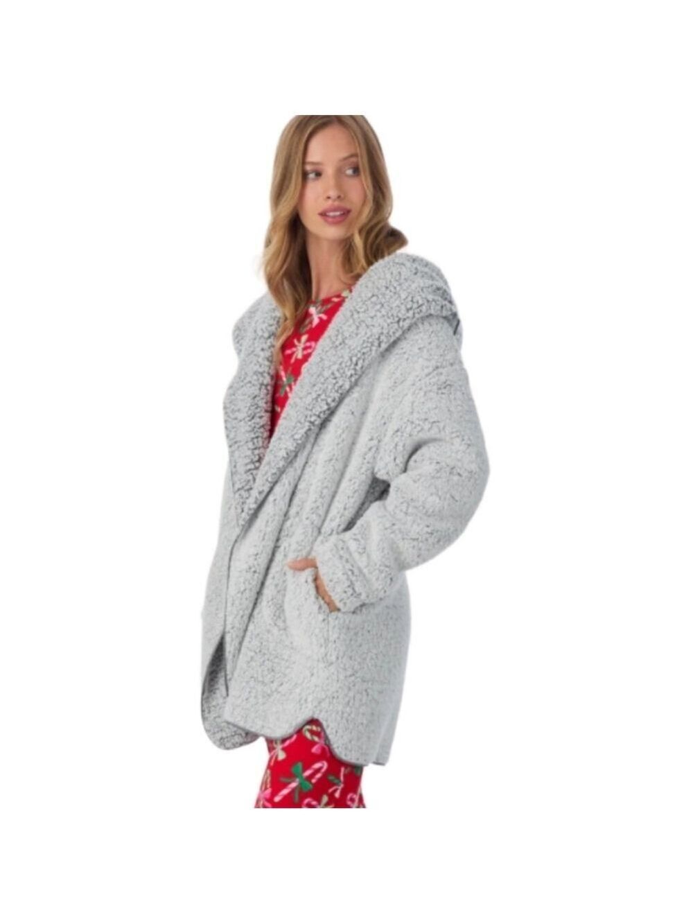 ROOM SERVICE ULTRA SOFT COZY CARDIGAN ROBE LOUNGEWEAR GRAY SMALL MEDIUM NWT